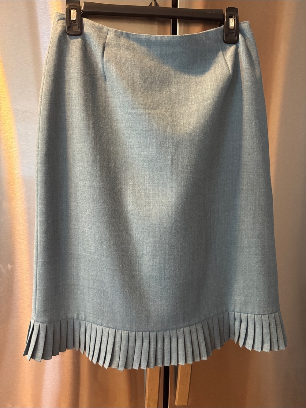 Ann Taylor Light Blue A-Line Skirt with Pleated Hem